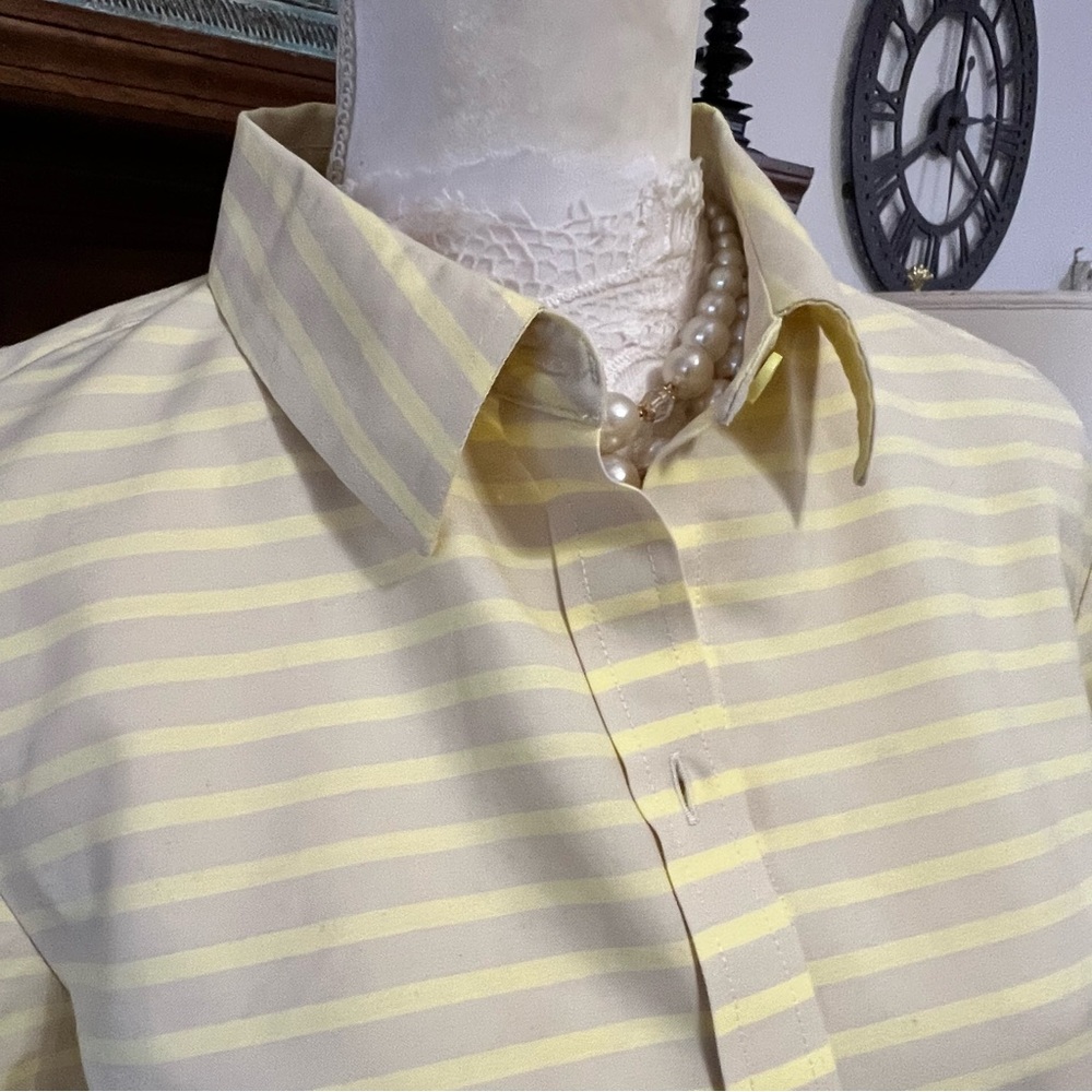 Coldwater Creek Women’s Cotton Yellow Striped Button-Up Shirt Blouse Size 1X/18 - Picture 2 of 10
